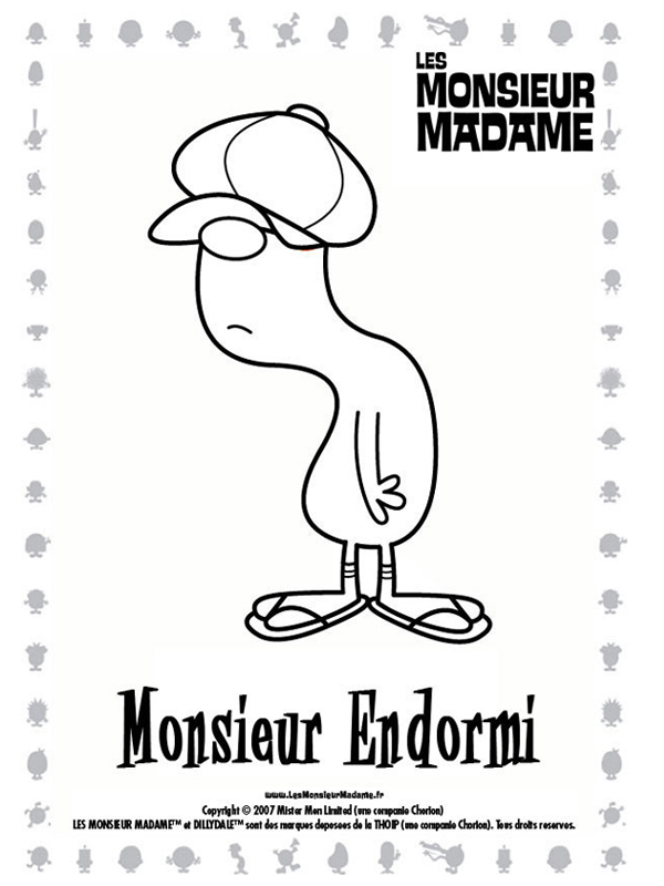 coloriage monsieur endormi debout